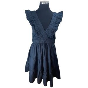 Abercrombie and Fitch Dress M BLACK Smocked Tiered Ruffles Short Boho Cottage